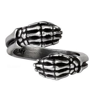 Alchemy Gothic Last Embrace Wrap Ring Fine English Pewter Skeleton Hands 3 Sizes